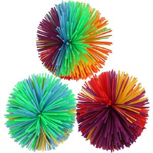 Small Monkey Stringy Balls, 2.5 inch Diameter Soft Stress Balls Monkey Balls Sensory Fidgets Toys Rainbow Colorful Bouncy Pom Ball Stress Relief Sensory Toy, Pack of 3