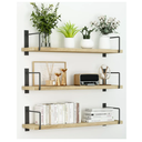 Floating Shelves, 24 Inches, Easy to Install, Wall Mounted, Set of 3, Rustic Wood for Décor, Storage for Living Room, Bathroom, Bedroom