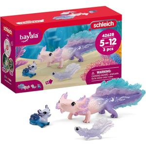 Schleich Bayala - 3PC Colorful Axolotl Figurine Toy Set - Mermaid Mythical Creature Playset for Girls and Boys - Cute Undersea Fairy Salamander Figures - Fantasy Animal Toys for Kids Ages 5+ | 42628