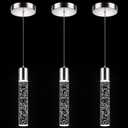 Pendant Lights Kitchen Island 3 Pack, 6500K Modern Kitchen Island Lights Ceiling Lighting Fixtures with Crystal Bubble, Integrated LED Cold White Hanging Light Dining Room Light (Brushed Nickel)