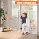 keny 36" Extra Tall Baby Gate for Stairs, 29"-55" Wide Auto Close Dog Gate for Doorways, Pressure Mounted Easy Walk Through Pet Gate with Door, White