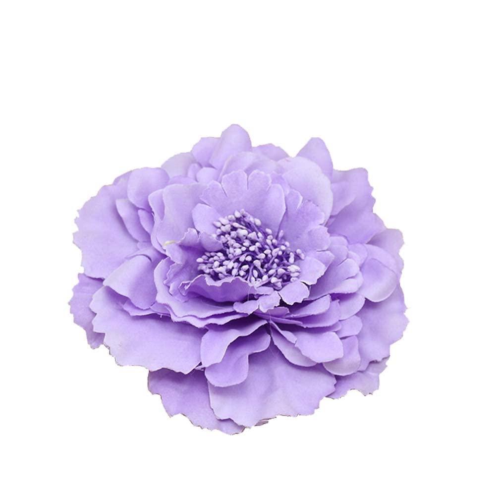 Women's Bohemia Peony Flowers Hairpin Hair Clip Flower Brooch for Travel Party Festivals (Lavender) (Pack of 1)