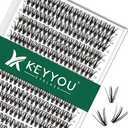 KEYYOU Lash Clusters 300pcs Individual Lashes, 30D 0.07D Curl 14mm DIY Eyelash Extension, Soft & Natural Volume Cluster Lashes with Large Tray