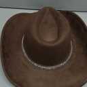 Bling Rhinestone Western Cowgirl Hat for Women Men, Rolled Up Sparkly Star Felt Fedora, Retro Turquoise Cowboy Hat