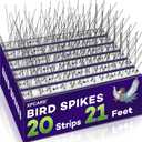 XPCARE 21 Feet Bird Spikes, Stainless Steel Bird Spikes Fence Spikes for Crow Robin Pigeon Squirrel Raccoon Defender Spikes (20 Packs)