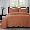 IR Imperial Rooms Twin Quilt Bedding Set Size (68” x 86”) + 1 Pillow Shams (20” x 26” + 2”) - 2 Pcs Summer Season Lightweight Reversible Microfiber Coverlet Embossed Quilt Bedspread (Rust)