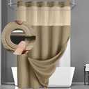 YellyHommy No Hook Shower Curtain with Snap in Liner Set Less Time Beige Waffle Shower Curtain for Bathroom 75" L x 72" W
