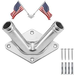 FUNNANS Flag Holder, 316 Stainless Steel v Flag Pole Bracket, Heavy Duty Double Flag Pole Mount for House, Yard, Porch(1 inch)