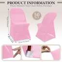 Newwiee Spandex Chair Covers Bulk - Stretch Folding Flat Front Fitted Universal Chair Protector Pack Removable Washable for Wedding Party Dining Banquet Event(Pink,50 Pcs)