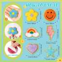 Yilloog 50 Pcs Self Adhesive Chenille Letter Patches Paw Print Smile Face Heart Patch Preppy Sticker Rainbow Sew on Sticker for Clothing Hats Bags Jackets Jeans(Colorful Style,Rainbow Color)
