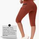 Women's Hiking Long Shorts Knee Length Capri Leggings with Zip Pockets High Waisted Biker Short Athletic Outdoor Travel (Red, L)