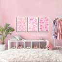 2 x ZNHART Simplicity Pink Wall Art Set of 3 | Heart Shaped Doodle Smiley XO | Modern Canvas Prints for Girls Bedroom | Pink Wall Decor for Gallery, Dorm, or Home - Unframed 16x24 Inch