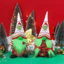 2Pcs Christmas Gnome Decorations Indoor, Cute Handmade Christmas Green Garinchmas Gnomes Ornaments Santa Swedish Tomte Nisse Plush Scandinavian Doll Decor for Women Men Home Table Room Party Gift