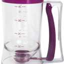 Pancake Batter Dispenser, Kitchen Must Have Tool for Perfect Pancakes, Cupcake, Waffle, Cake & Crepe, Batter Separator Maker with Measuring Label, Easy Pour Baking Supplies for Griddle (Purple)