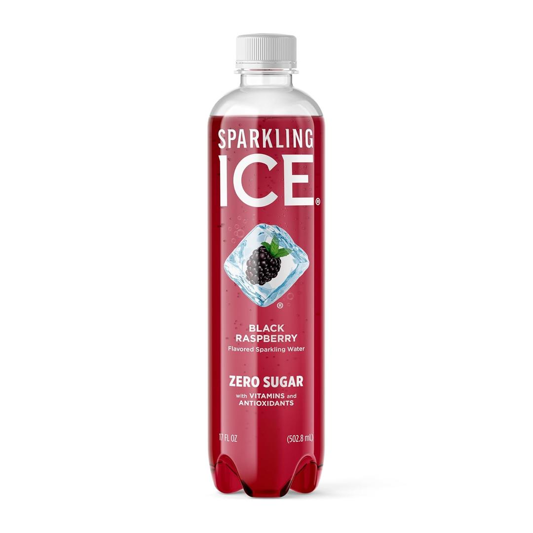 Sparkling Ice, Black Raspberry Sparkling Water, Zero Sugar Flavored Water, with Antioxidants and Vitamins, 17 fl oz Bottle