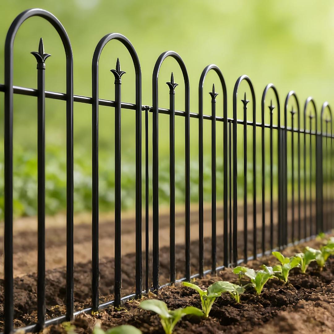 ARIFARO 36" H x 28" W No Dig Garden Fence, 5 Panels 11.6ft Black Metal Decorative Fence, Rustproof Easy Assembly Garden Border for Flower Bed, Yard, Patio