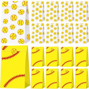 Shinylin 50 Pcs Softball Party Favor Bags for Team Girls with Stickers Paper Goodie Bags for Sports Team Snacks, Girls Softball Birthday Party Decorations, Tournaments & End of Season Gifts