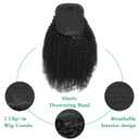 Afro Kinky Curly Drawstring Ponytail Extension Human Hair Drawstring Ponytail for Black Women Natural Black 20 Inch