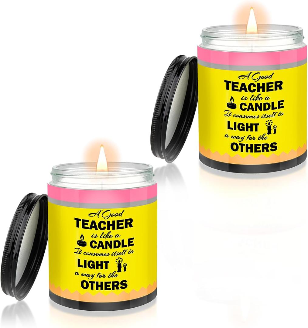 2 Pcs Teacher Appreciation Gifts Teacher Candle Pencil Designed Candles for Teacher Appreciation Week Graduation Party Favors Birthday Gifts for Women Teacher