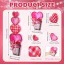 Yousoontic Valentine's Day Heart Wooden Table Decor Centerpieces Valentines Tabletop Heart Wood Block Sign Pot Red Pink for Valentine Wedding Anniversary Home Table Shelf Desk Mantel Party Decorations