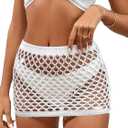 Women's Hollow Out Crochet Beach Summer Cover Up Skirt High Waist Bikini Skirt (Medium, White)