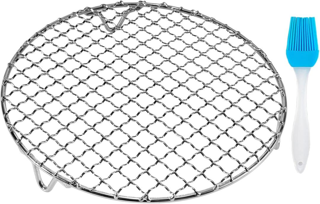 Round Cooling Rack Stainless Steel Cross Wire Barbecue Grill Net Racks with 3 Legs for Cooking Baking Steaming (11 inches)