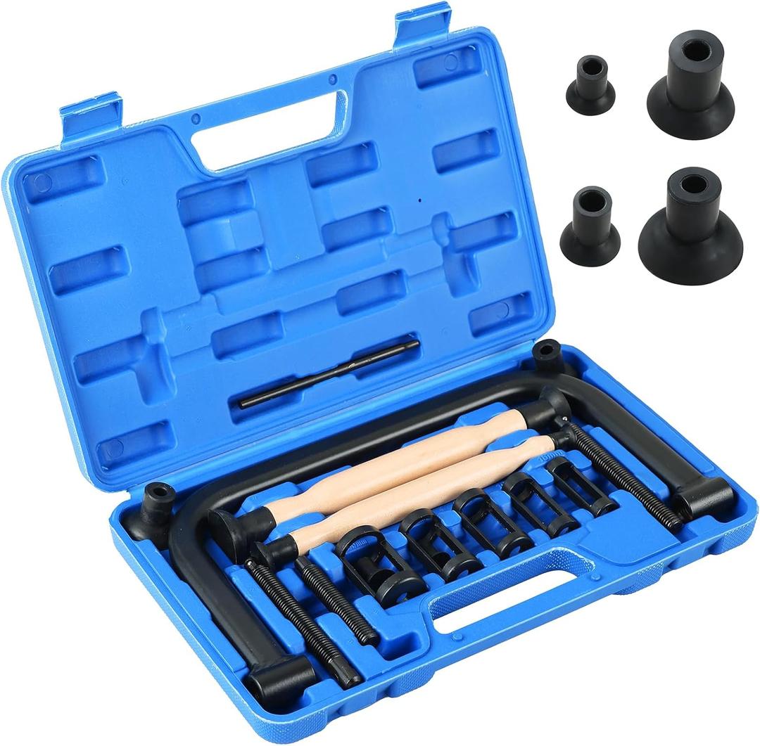 Valve Spring Compressor Kit with 4 Suction Cups | Valve Spring Removal Tool, Valve Spring Tool, 16PCS Valve Removal and Lapping Tool Set for Motorcycle, ATV, Car, Small Engine Repairs (Blue)