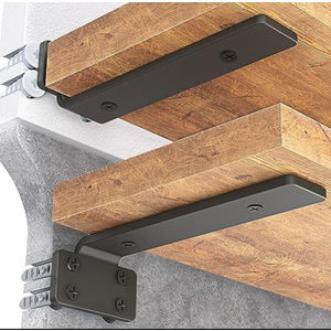 Neodrop  Shelf Bracket, Heavy Duty Floating Shelf Brackets 10 inch Long, 8  Pack Brackets for Shelves, Black Coated Metal Wall Shelf Support Brackets with 1/4  Inch