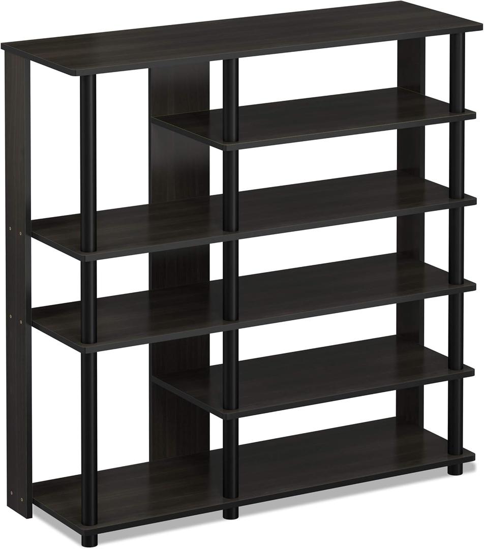 Furinno Turn-N-Tube Multi Storage Shoe Rack, 35.2"W 6-Tier, Espresso/Black,17082EX/BK (35 Inch)