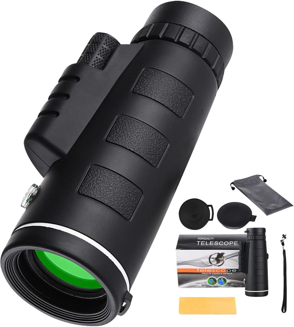 40x60 Monocular Telescope, Small Monoculars for Adults High Powered, Night Vision Monocular Telescope for Smartphone, High Definition Handheld Telescope for Wildlife Bird Watching Hunting