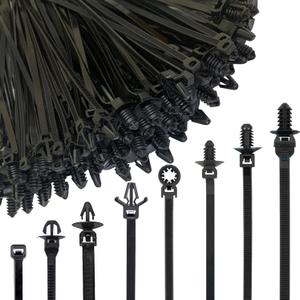 240Pcs Push Mount Cable Zip Tie,Nylon Self Locking Cable Strap,8 Most Popular Sizes,Heavy Duty Self-Locking UV Resistant Wire Ties - For Indoor,Construction,Electronic and Auto (Black)