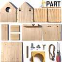 Hanging Bird House for Outside Clearance, Cedar Wooden Bird House to Paint for Finch Bluebird Cardinals, Bird Nest Feeder W/Rain Awning Kit for Outdoor Backyard Courtyard Patio Decor (DIY Detachable)