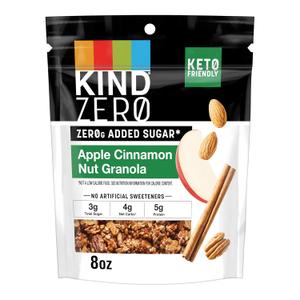 KIND Zero Added Sugar Granola, Apple Cinnamon Nut, Healthy Snacks, Good Source of Fiber, Gluten Free, Low Sugar, 5g Protein, 5 Count (EXP 07/17/26)
