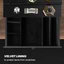 upcessory Cologne Organizer for Men, 3 Tier Wood Perfume Organizer with Felt Lining Drawer and Hidden Compartment, Black Perfume Display Holder, A Gift for Men