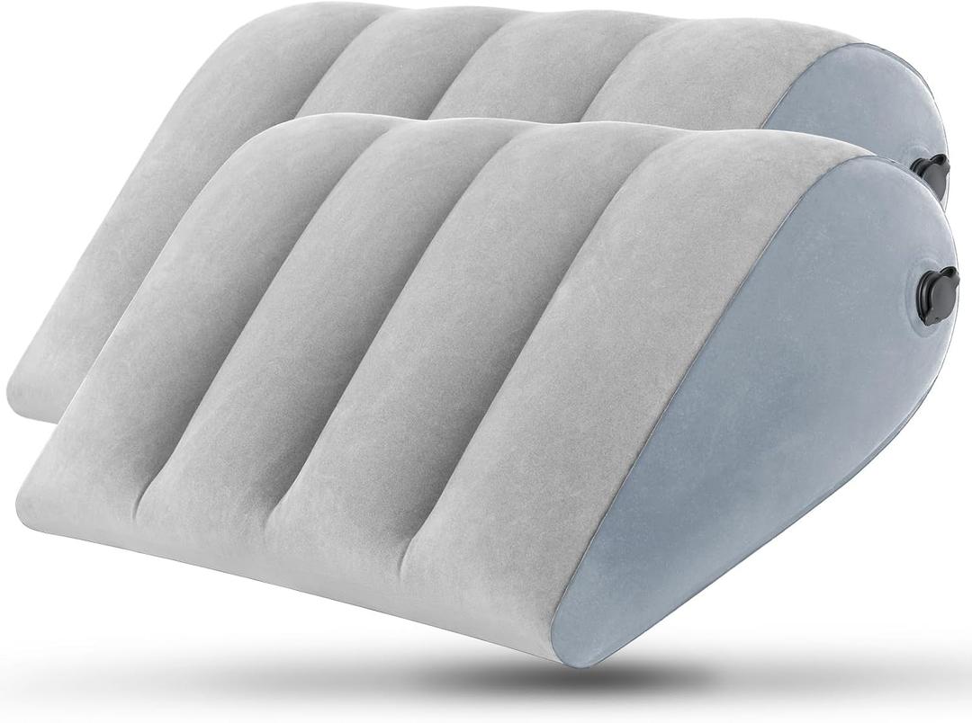 2 Pack Portable Inflatable Wedge Pillow,Body Positioner for Sleep Support, Adjustable Travel Pillow - Lightweight Bed/Leg Support Pillow, Fast Inflationfor Home Outdoor Travel