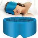 Silk Eye Mask for Sleeping, 100% Natural Silk Sleep Masks for Women Men, Soft Pressureless Cooling Blackout Satin Eye Mask Fits All Heads with Adjustable Strap for Home & Travel (Auqa Blue)