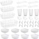 Yookeer 32 Pieces Pegboard Organizer Set Peg Board Rack with Hooks,Loops Wire Shelves Garage Storage, Craft Workshop, Workbench Assortment Organizer Tools(White)