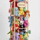 Rhyzoray Stuffed Animal Storage Organizer - Thick Wooden Toy Zoo for Playroom & Bedroom, Large Plushies Holder with Cute Jail Cage Design, Plush Toy Display Tower Shelf (Large)