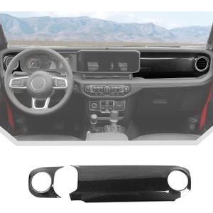 JeCar 2pcs for 2024+ Jeep Wrangler JL Interior Accessories Center Console Dash Panel Cover Trim (Carbon Fiber)