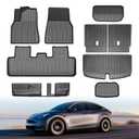 Floor Mat for Tesla Model Y 7 Seater 2020-2025 9PCS Full Set Floor Mats with Front Rear Cargo Liner for Model Y All Weather TPE Model Y Floor Mats with Back Seats Mats-7 Seater
