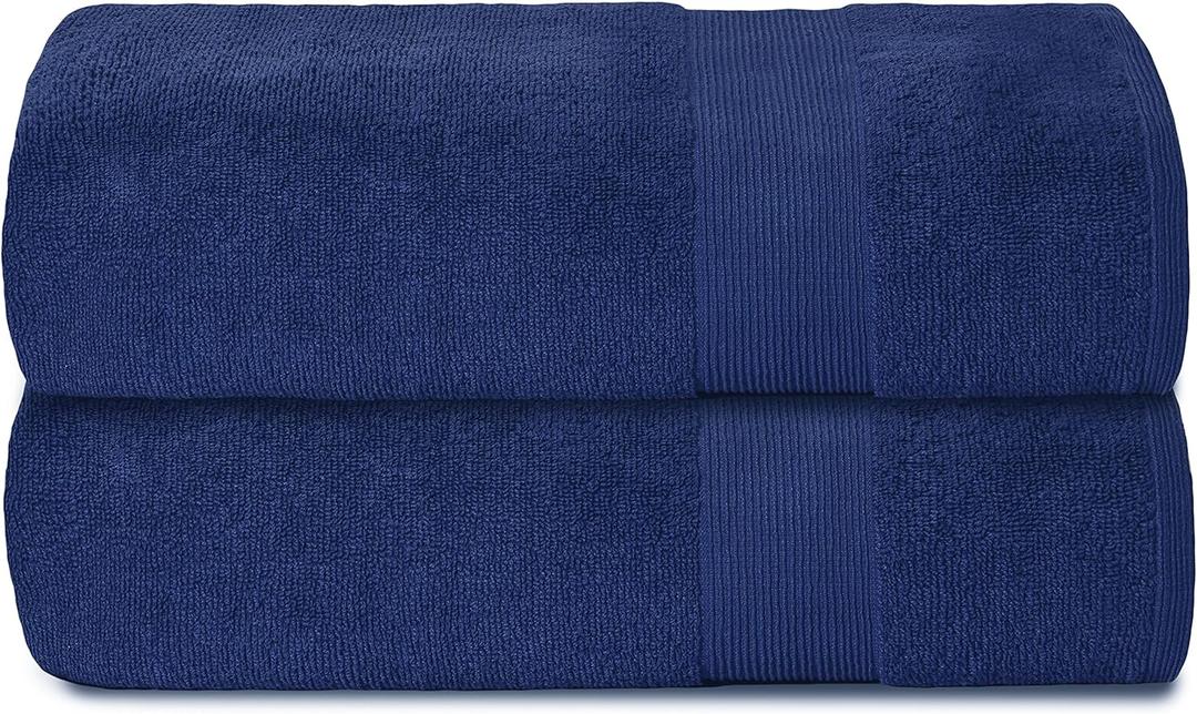 Belizzi Home Premium Cotton Oversized 2 Pack Bath Sheet 35x70-100% Pure Cotton - Ideal for Everyday use - Ultra Soft & Highly Absorbent - Machine Washable - Navy Blue