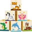Kigley 6 Pcs Collapsible Cube Storage Bins Kids Foldable Storage Cube Organizer Fabric Toy Box Decorative Kids with Handles for Home Nursery Bedroom, 10.6 x 10.6 Inch(Vivid Animal)