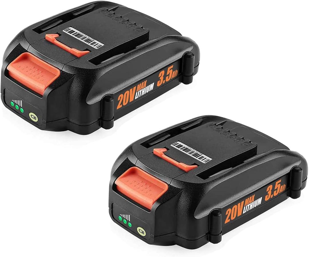 Powilling 2-Pack 3.5Ah 20V Lithium Battery Replacement for Worx 20V Power Share, for Worx Yard, Leaf Blower & Trimming Tools, Compatible with WA3525 WA3575 WA3520