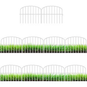 ShopLaLa Garden Fence Border (10 Panels) 13in(L) x 16.5in(H) Decorative Metal Wire Animal Barrier Fencing, Rustproof Flower Edging for Landscape Patio Outdoor Decor, Dog Gates and Border White M-L16.5