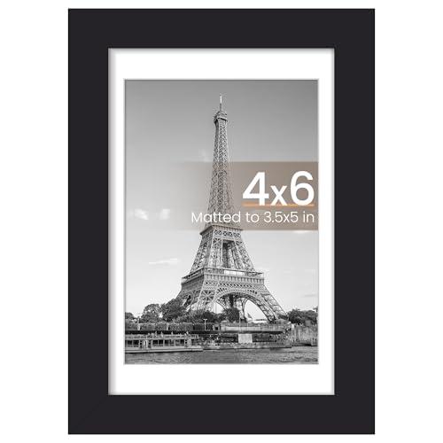 upsimples 4x6 Picture Frame, Display Pictures 3.5x5 with Mat or 4 x 6 Without, Wall Hanging Photo Frames, Black, 1 Pack