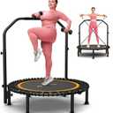 ANCHEER 48" Foldable Rebounder Trampoline for Adults/Kids with Resistance Bands and Bungees, Indoor & Outdoor Mini Trampoline with Bar and Safety Padding - Max Load 450lbs (Orange)