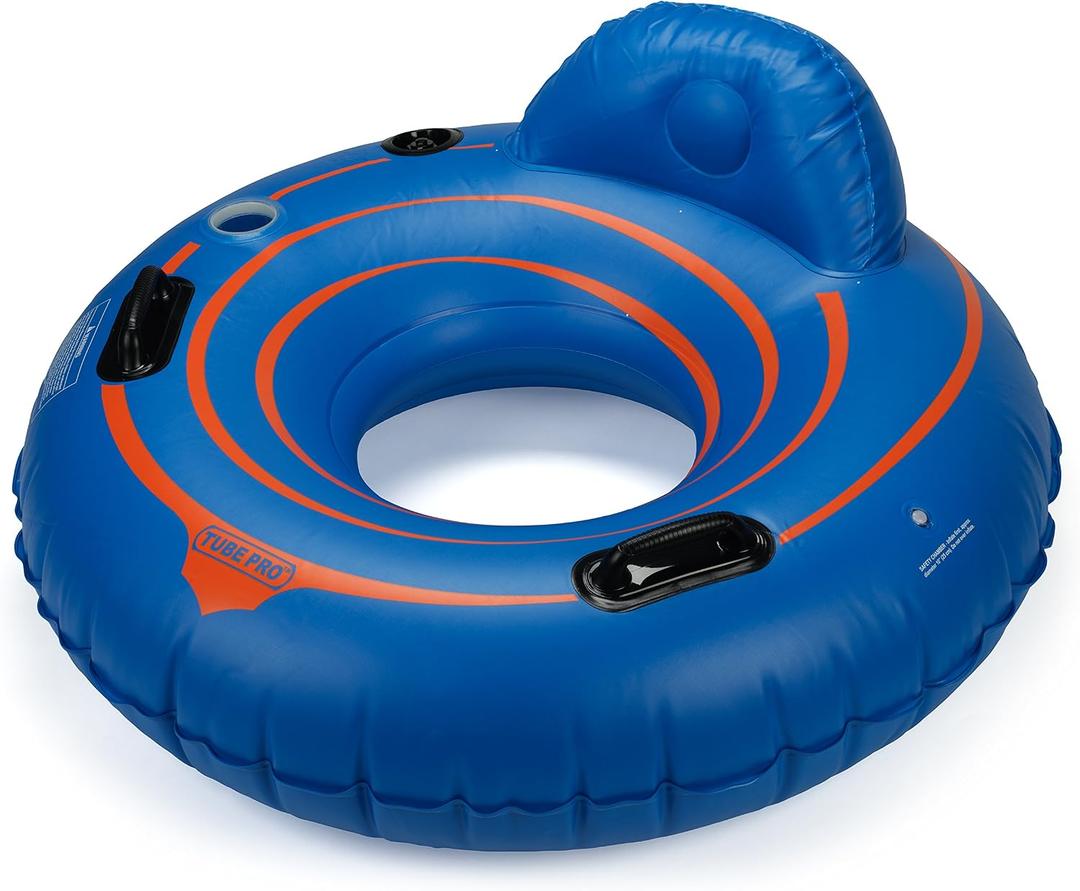 Tube Pro Blue 48" Premium River Tube with Backrest & Cupholder, Large
