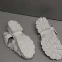 LUCKY STEP Women 's Platform Wedge Sandals Open Toe Adjustable Ankle Strap Chunky Heel (6, White)