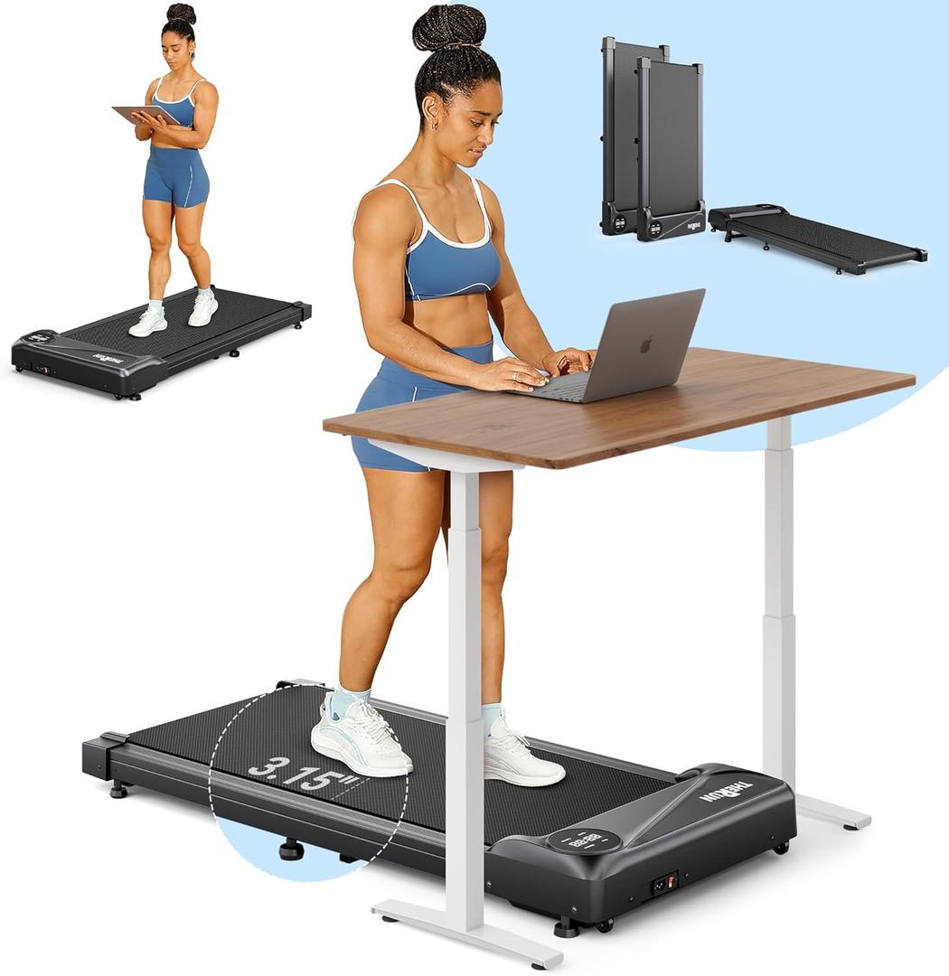 THERUN Walking Pad Treadmill Under Desk, Portable Mini Treadmill for Home/Office, Walking Pad Treadmill 2.5HP, Walking Jogging Machine with 265 lbs Weight Capacity Remote Control LED Display (W1 STARTER Black)