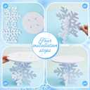 Lallisa 12" Snowflake Frozen Cake Stand White 3D Snowflake PVC Cake Decorations with Engraved Snow Themed Holder Winter Dessert Stand Centerpieces for Frozen Winter Birthday Party Supplies
